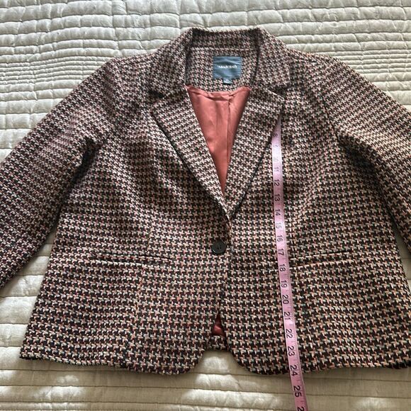 Modcloth Wool Informed Ensemble Brown Houndstooth Single Button Blazer Size XL - Picture 8 of 15